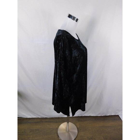 The Lounge Collection Shirt Womens Large Black Crushed Velvet Boatneck Velour - Picture 7 of 12